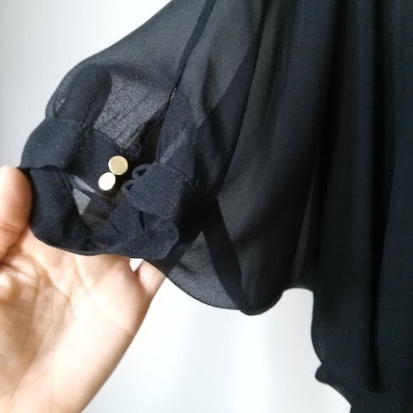 DIANE VON FURSTENBERG | NWT Sheer Silk Chiffon Black Mini Fleurette Dress 2 - Picture 7 of 15